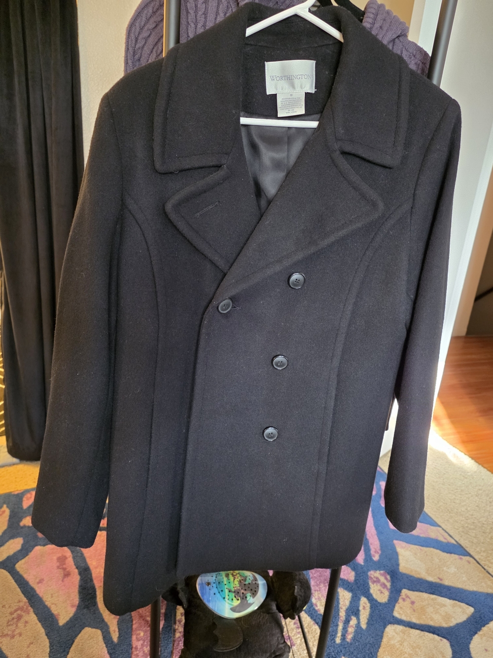 Worthington Black Double-Breasted Men’s Pea Coat